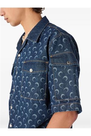 Dark blue cotton denim shirt MARINE SERRE | MSI062ARDEN0002BL80